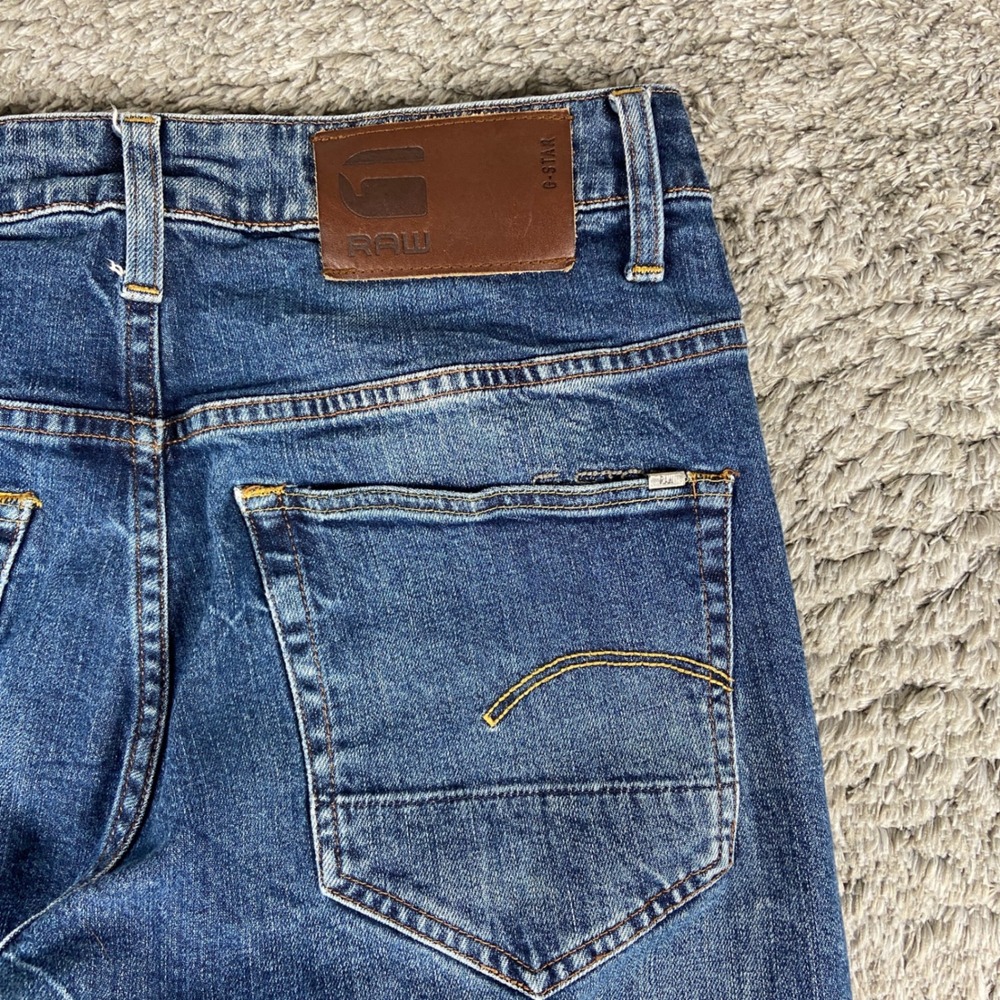 G-Star Raw 3301 Slim Jeans Mens 30x32 Blue Denim Indigo Button‎ Fly Stretch Pant